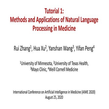 NLP tutorial at AIME 2020