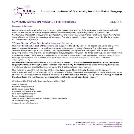 AIMIS procedures annex 1 