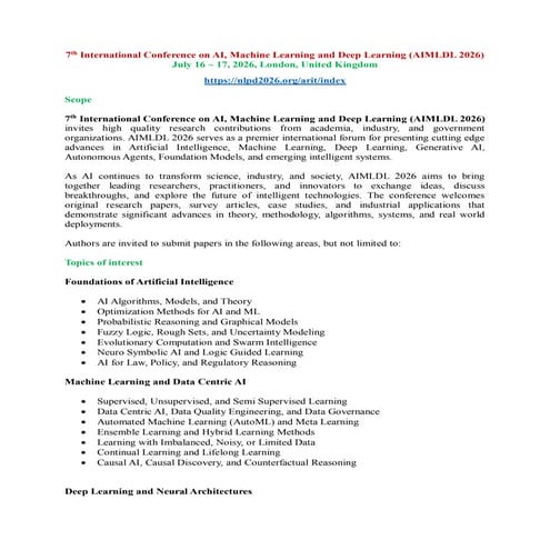 7th International Conference on AI, Machine Learning and Deep Learning ...