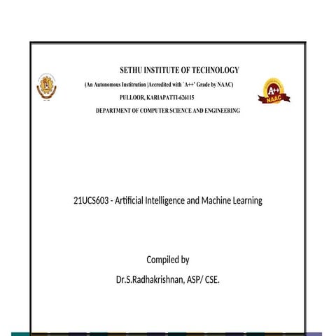 artificial intelligence and machine learning  iNTRODUCTION class notes Unit1