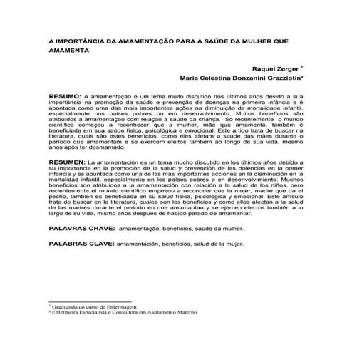 A ImportâNcia Da AmamentaçãO Para A SaúDe Da Mulher Que Amamenta