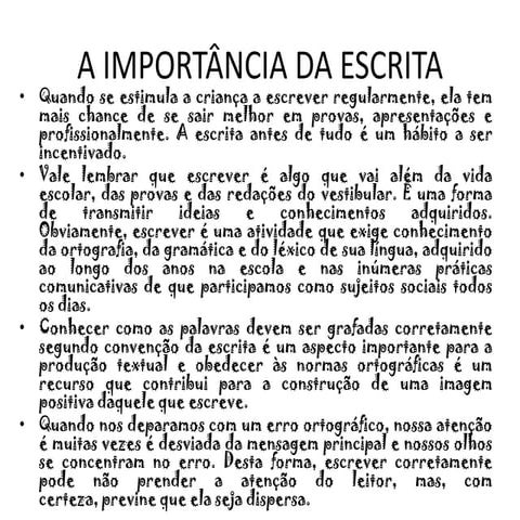 A importância da escrita | PPTX