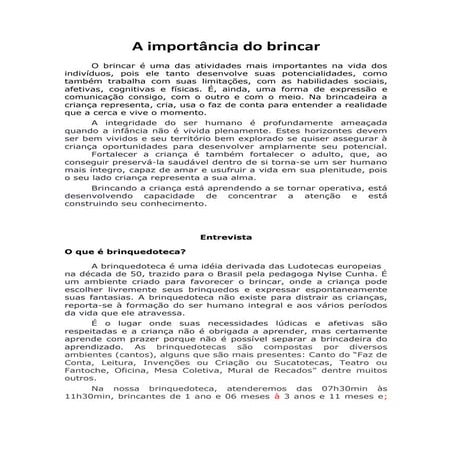 A importância do brincar 