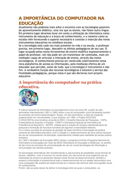 A importância do computador na educ...