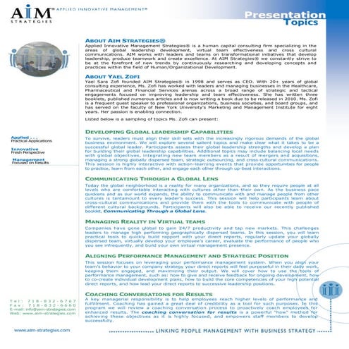 AIM Presetation Topics