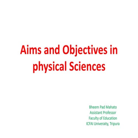 Aims and objectives of sciences