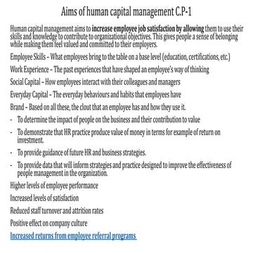 Aims of human capital management