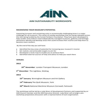 Aim sustainability workshop flyer