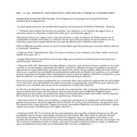 AIN - 12 - 08 - PREGUNTA - QUÉ SIGNIFICA EL AGUA VIVA EN EL PASAJE DE LA SAMA...