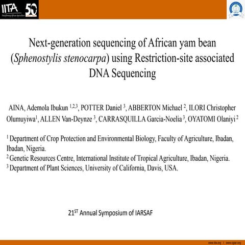 Next-generation sequencing of African yam bean (Sphenostylis stenocarpa) usin...