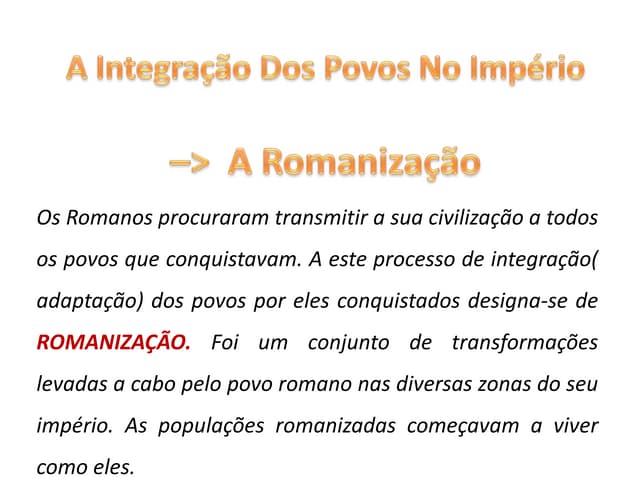 A Integração Dos Povos No Império R...