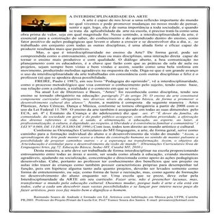 A Interdisciplinaridade da ARTE. pr...