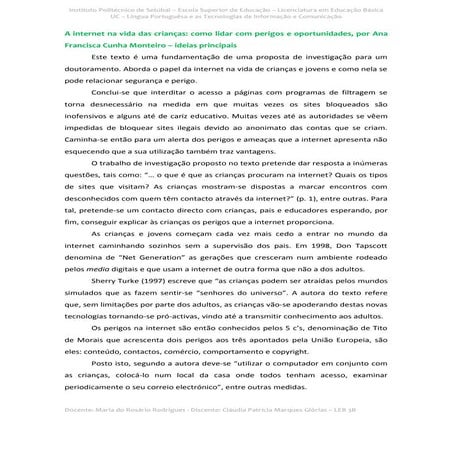 A internet na vida das crianças   cláudia