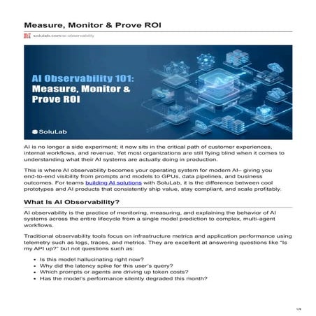 AI Observability 101: How To Make Your AI Systems Measurable, Reliable ...