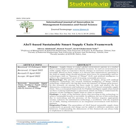 AIoT-Based Sustainable Smart Supply Chain Framework | PDF