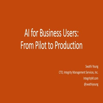 AI (Artificial Intelligence) from Pilot to Production