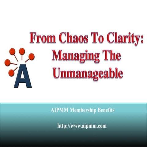 AIPMM talk - chaos to clarity: managing the unmanageable, ron lichty, 12.7.12