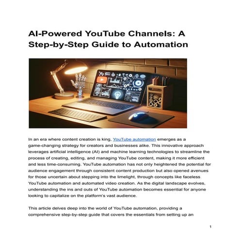 AI YouTube channels : Step By Step Guide | PDF