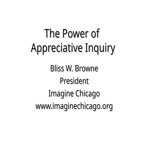 The Introduction to Appreciative Inquiry