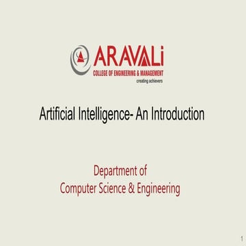 Artificial Intelligence- An Introduction
