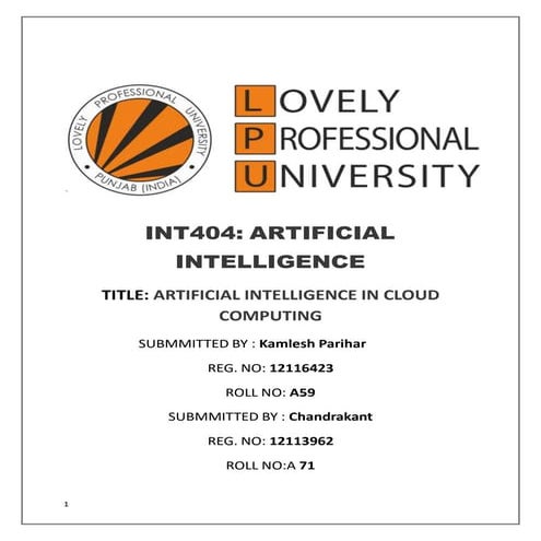 Cloud computing and artificial intelligence | PPTX