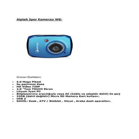 Aiptek spor kamerası w6