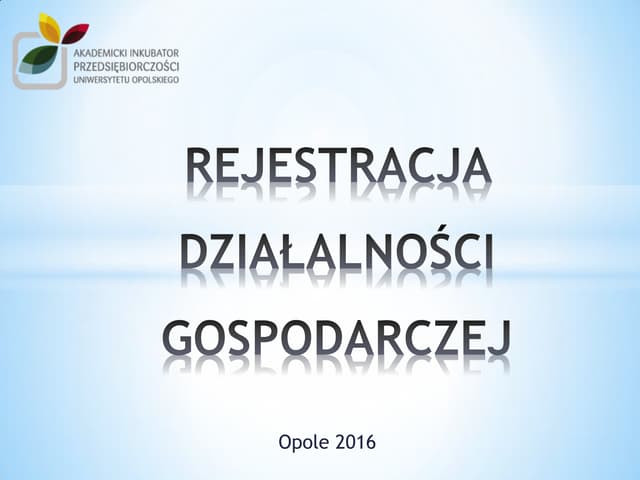 AIP UO - Rejestracja działalności gospodarczej