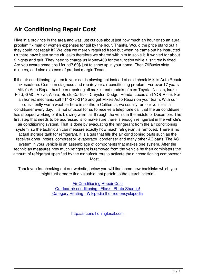 Air Conditioning Repair Cost