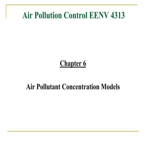 AIR POLLUTION CONTROL Unit iv problem set | PDF