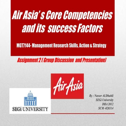 Air asia’ core competencies distinctive its success ( Nasser AL-Dhahli)