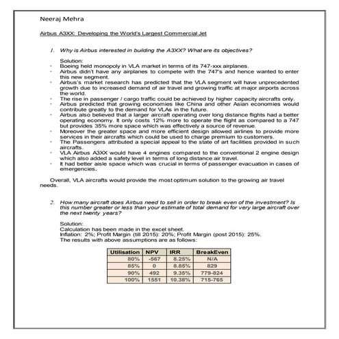 Airbus a3xx developing the worlds largest commercial jet Case Analysis