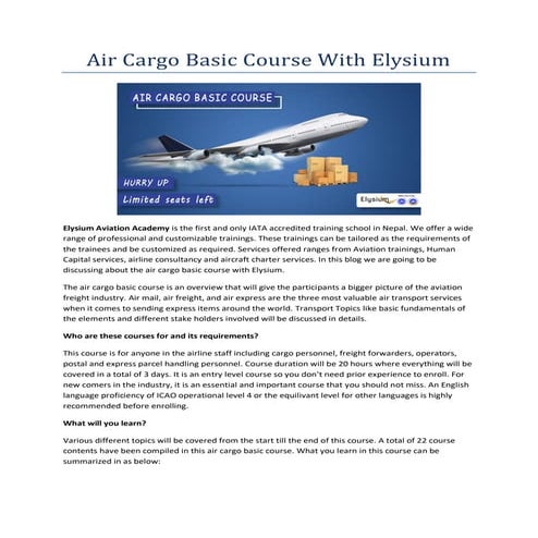 AIR CARGO INTRODUCTORY COURSE PDF visual data 3