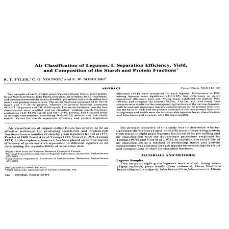 Air classification of legumes flour | PDF