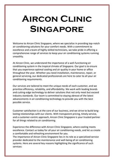 Aircon Clinic Singapore 