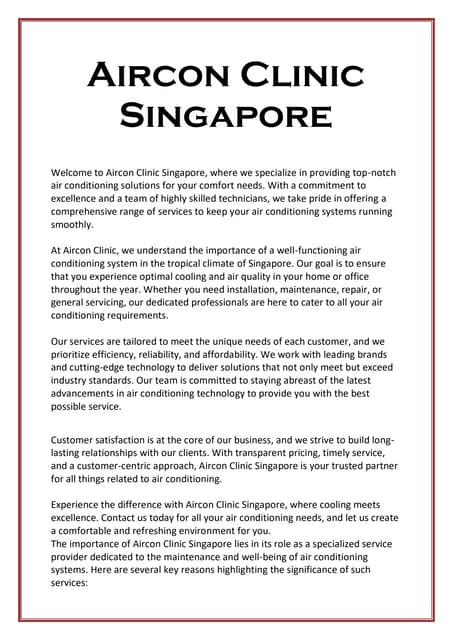 Aircon Clinic Singapore 