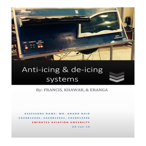 Aircraft anti icing & de-icing sytems project report