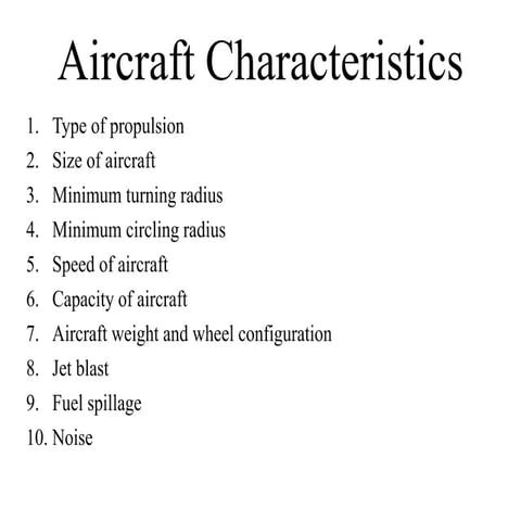 Aircraft characteristics