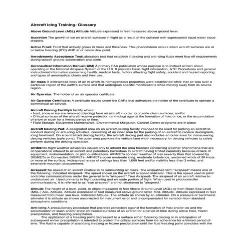 Aircraft icing glossary