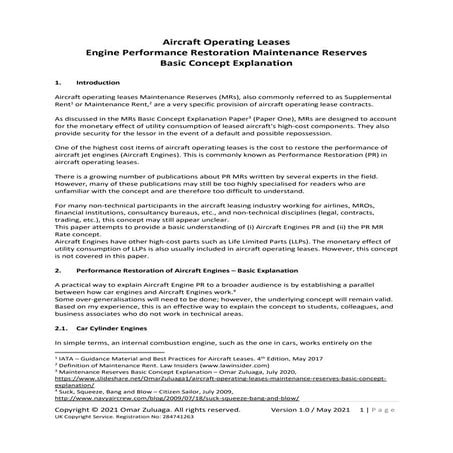 Aircraft operating leases maintenance reserves - basic concept ...