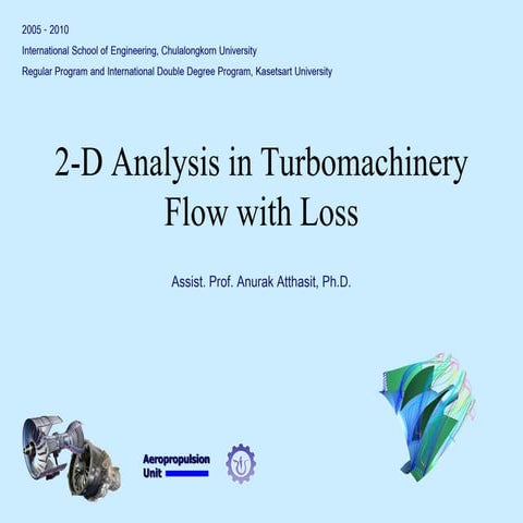 Aircraft propulsion   non ideal turbomachine 2 d