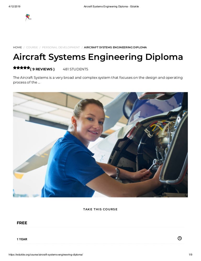 Aircraft Systems Engineering Diploma Edukite