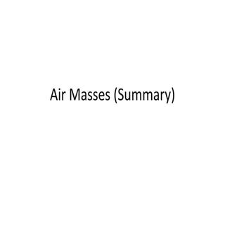 Air masses (summary)