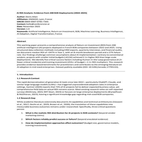 Analyse du ROI de l'Intelligence Artificielle en France : Résultats audités sur 200 PME & ETI.