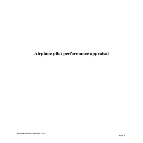 Airplane pilot performance appraisal