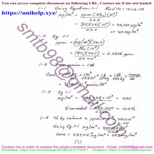 Solution Manual for Air Pollution 3rd edition by Wark and Warner