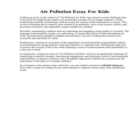 Air Pollution Essay For Kids. How to Reduce Air Pollution Essay for Kids  Ear...