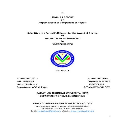 Airport component & layout seminar report