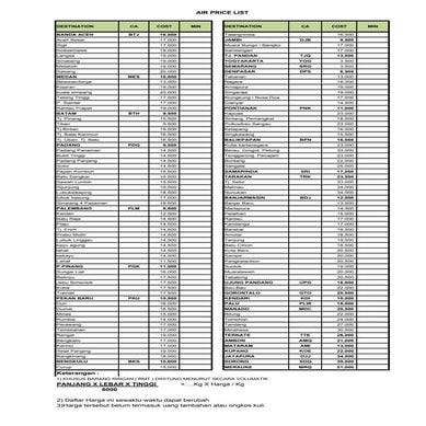 Air price list | PDF