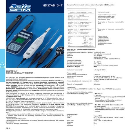 Kimo MP 200 G Thermo Anemometer Datasheet | PDF
