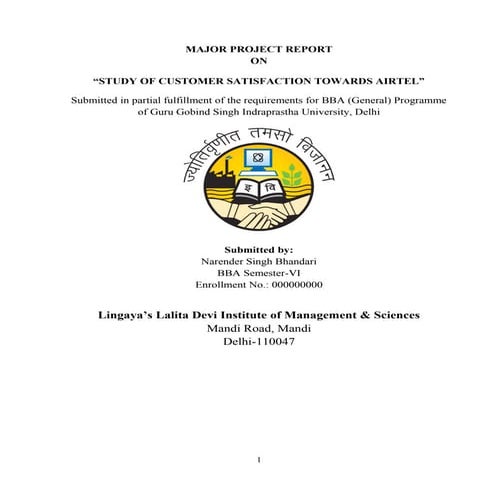 study of customer satisfaction on Airtel